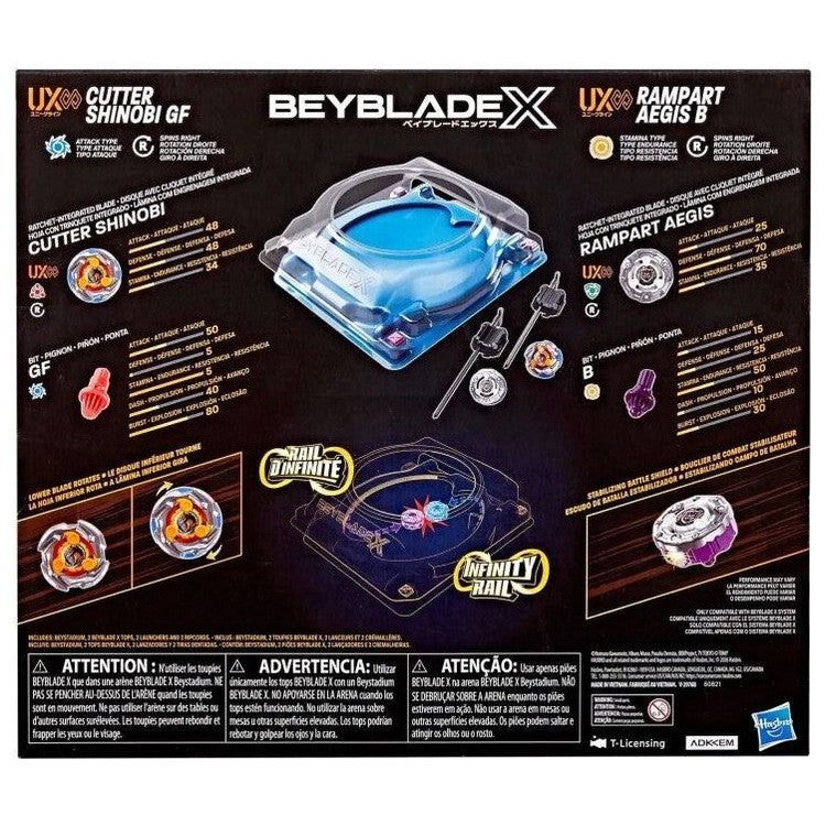 Beyblade X Infinity Rail Battle Set Rückseite der Verpackung