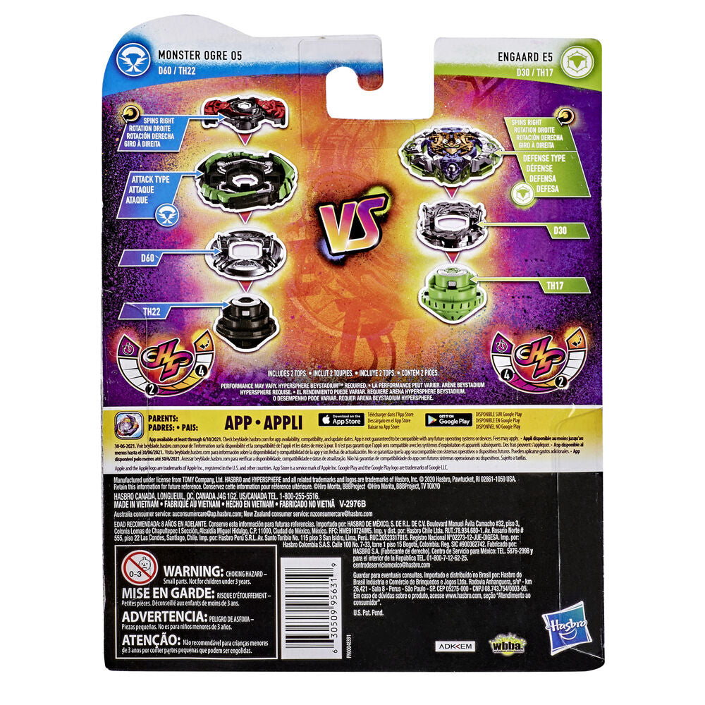 Beyblade Burst Rise Kreisel Engaard E5 und Monster Ogre O5